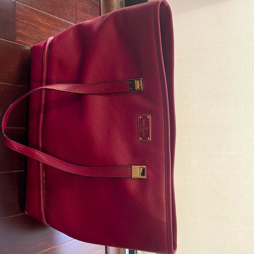 Beautiful Like New Kate Spade wine color leather tote bag